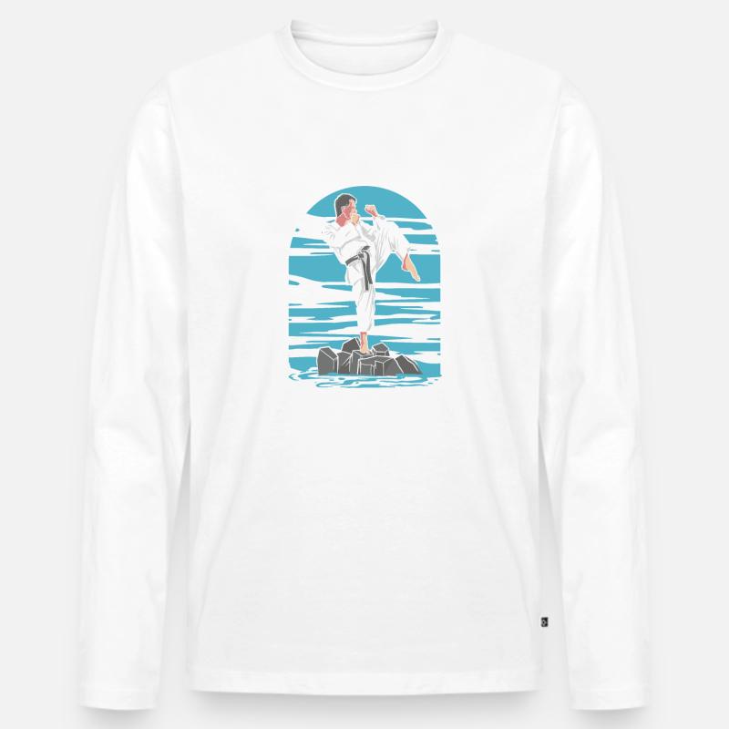 Karate Karatekämpfer Kampfkunst - Männer Premium Bio Langarmshirt - Weiß