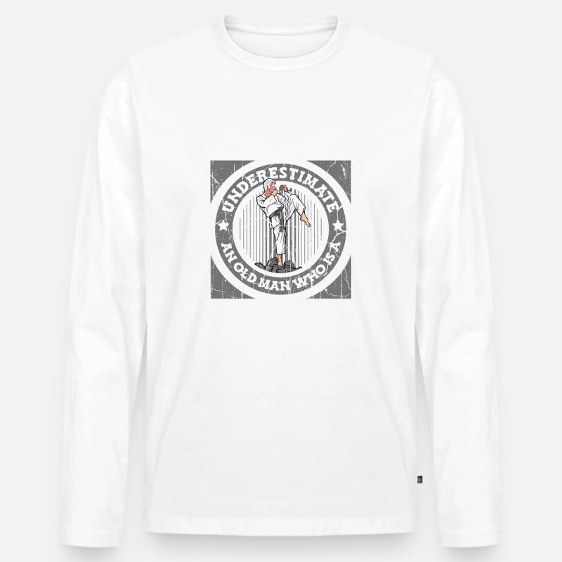 Karate Karatekämpfer Kampfkunst - Männer Premium Bio Langarmshirt - Weiß