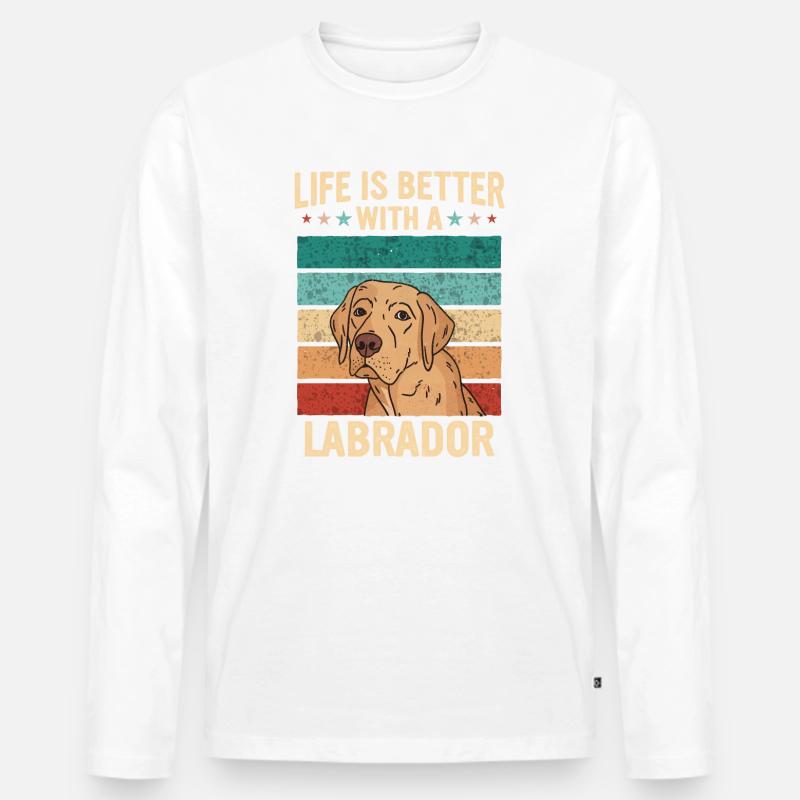 Labrador Hund - Männer Premium Bio Langarmshirt - Weiß