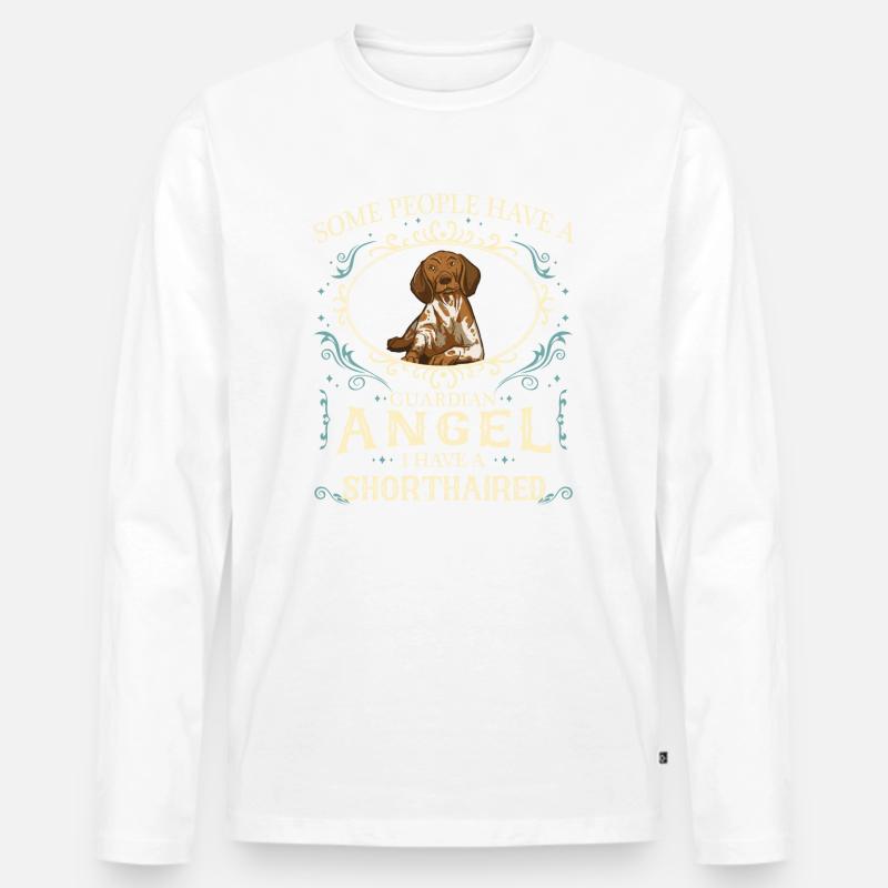 Deutsch Kurzhaar Hund - Männer Premium Bio Langarmshirt - Weiß