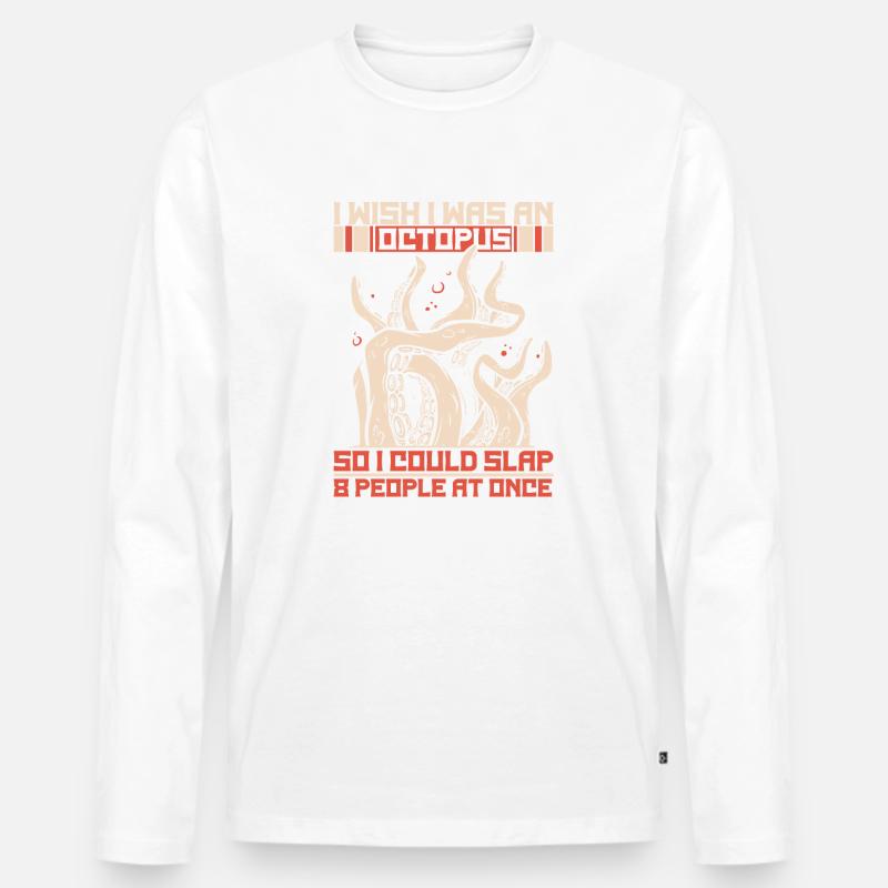 Octopus Kraken Cuttlefish Tier - Männer Premium Bio Langarmshirt - Weiß