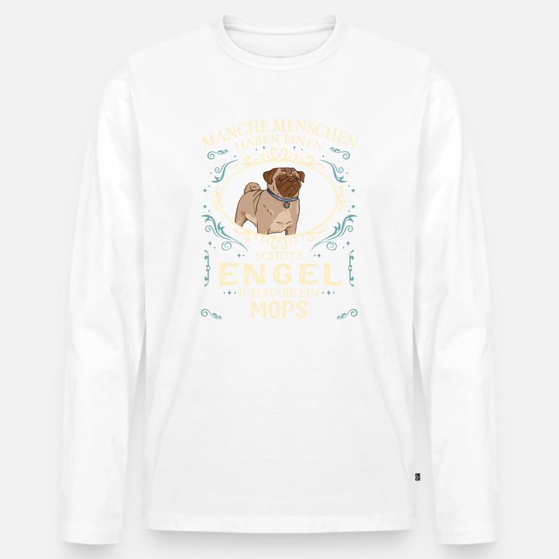 Mops Möpse Hund Hundehalter - Männer Premium Bio Langarmshirt - Weiß
