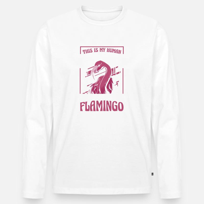 Flamingo Tier Rosa - Männer Premium Bio Langarmshirt - Weiß