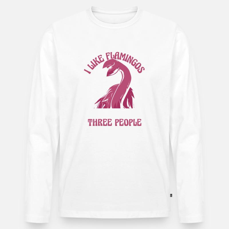 Flamingo Tier Rosa - Männer Premium Bio Langarmshirt - Weiß