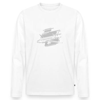 Vol du premier vol de l’avion - T-shirt manches longues Premium bio Homme - blanc - Devant - Nico (187cm)