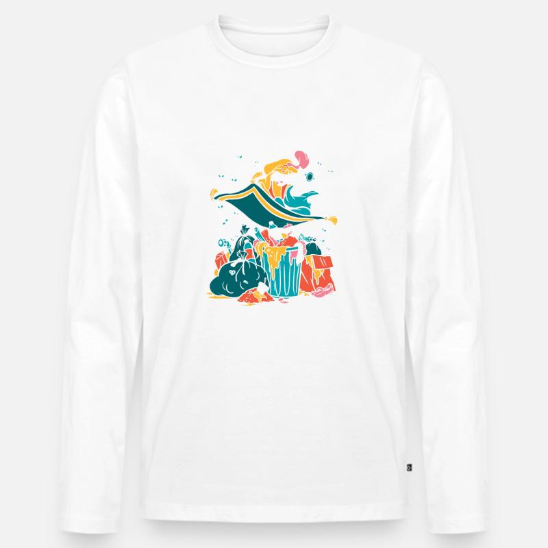 Waschbär - Männer Premium Bio Langarmshirt - Weiß
