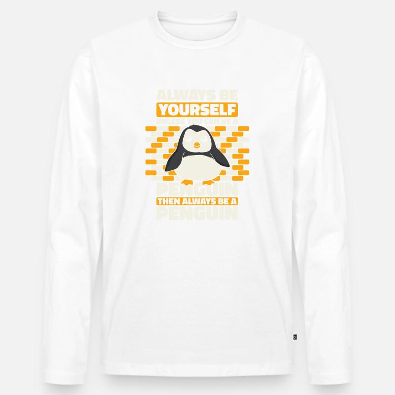 Pinguin - Männer Premium Bio Langarmshirt - Weiß