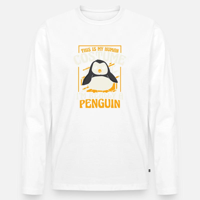 Pinguin - Männer Premium Bio Langarmshirt - Weiß