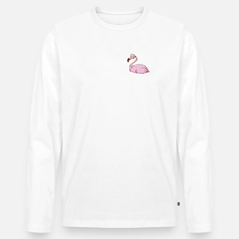 Flamingo Tier Rosa - Männer Premium Bio Langarmshirt - Weiß