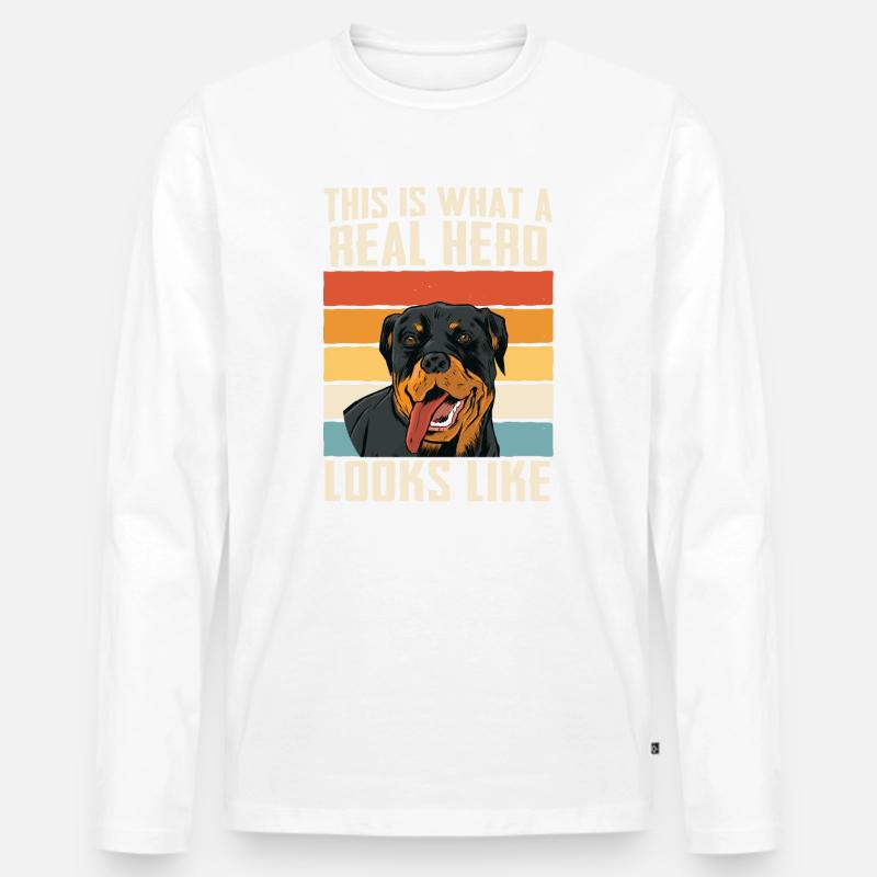 Rottweiler Hund - Männer Premium Bio Langarmshirt - Weiß