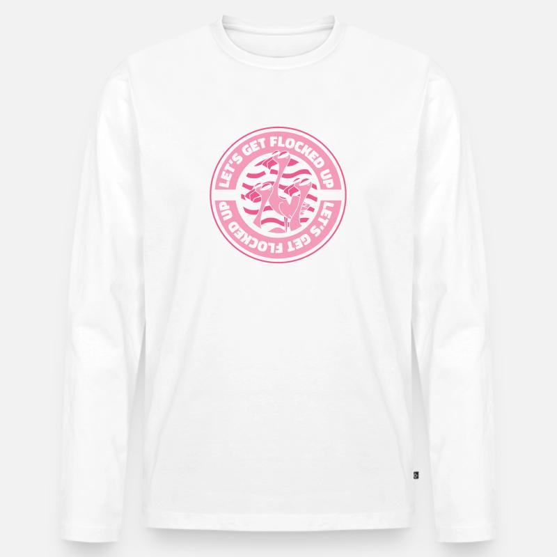 Flamingo Tier Rosa - Männer Premium Bio Langarmshirt - Weiß