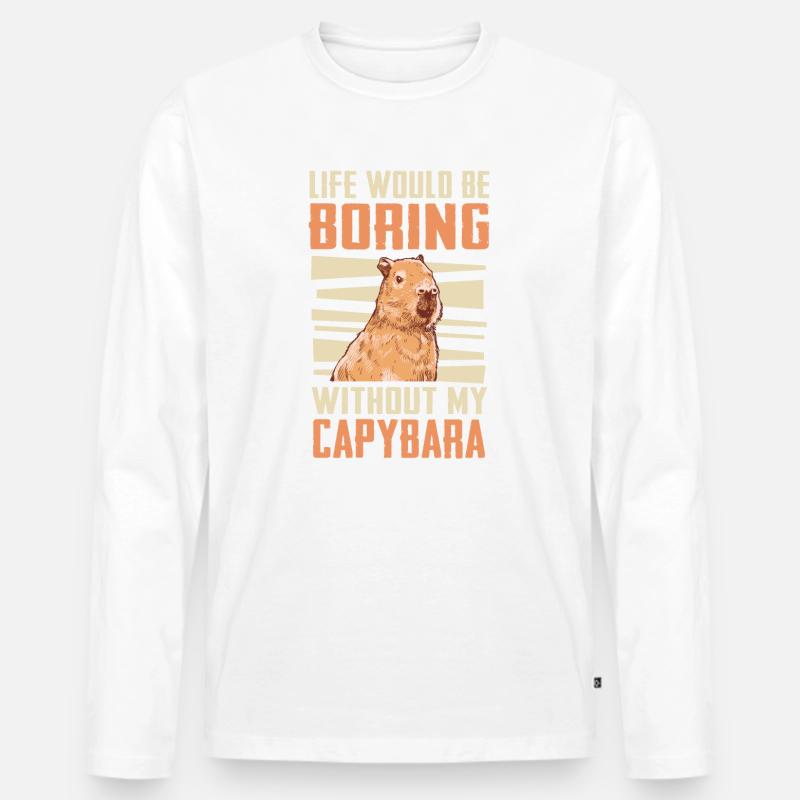 Capybara Nagetier Tier - Männer Premium Bio Langarmshirt - Weiß