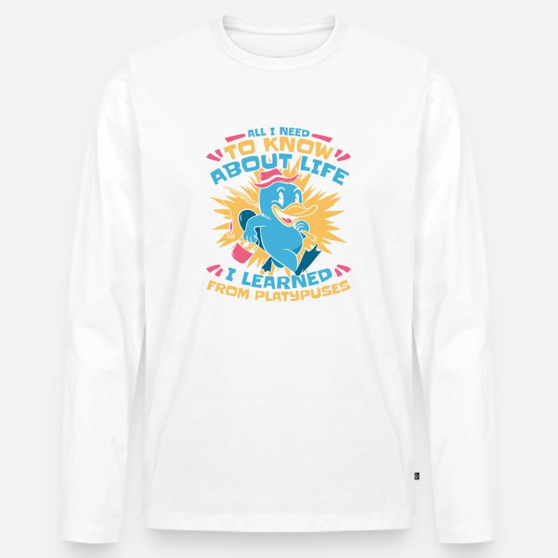 Schnabeltier Tier - Männer Premium Bio Langarmshirt - Weiß