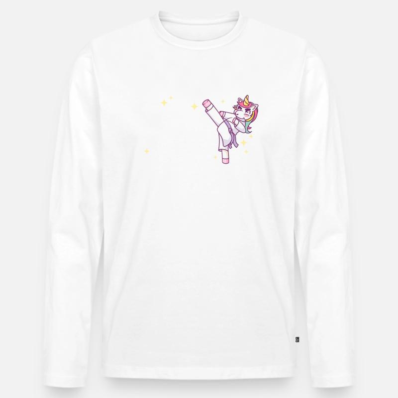 Karate Karatekämpfer Kampfkunst - Männer Premium Bio Langarmshirt - Weiß