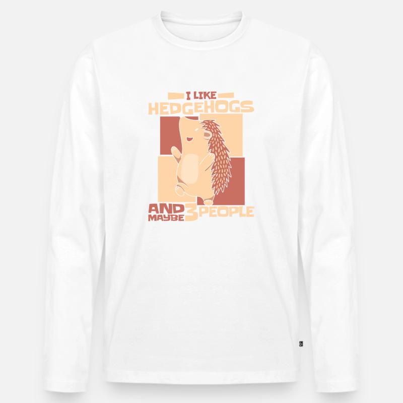 Igel Stachelig Tier Igel - Männer Premium Bio Langarmshirt - Weiß