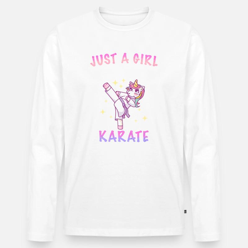 Karate Karatekämpfer Kampfkunst - Männer Premium Bio Langarmshirt - Weiß