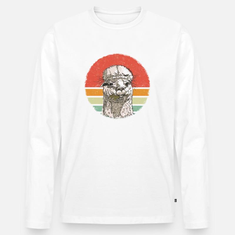 Alpaka Llama - Männer Premium Bio Langarmshirt - Weiß