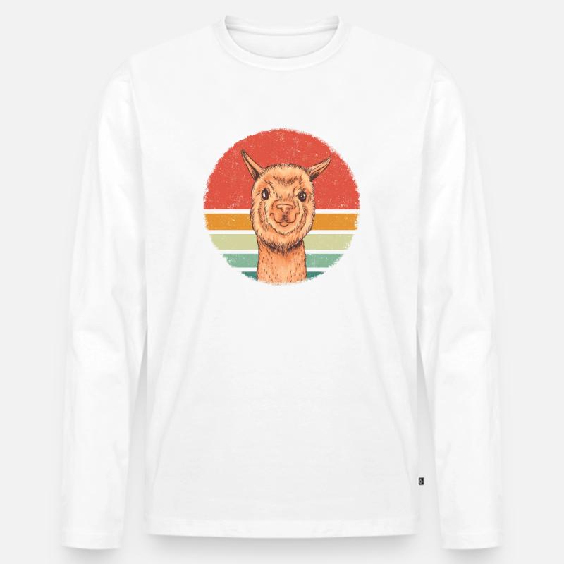 Alpaka Llama - Männer Premium Bio Langarmshirt - Weiß