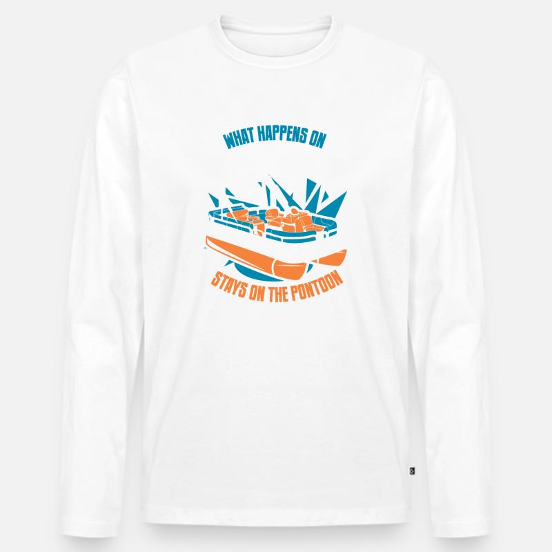 Pontonboot Kapitän Ponton Boote - Männer Premium Bio Langarmshirt - Weiß