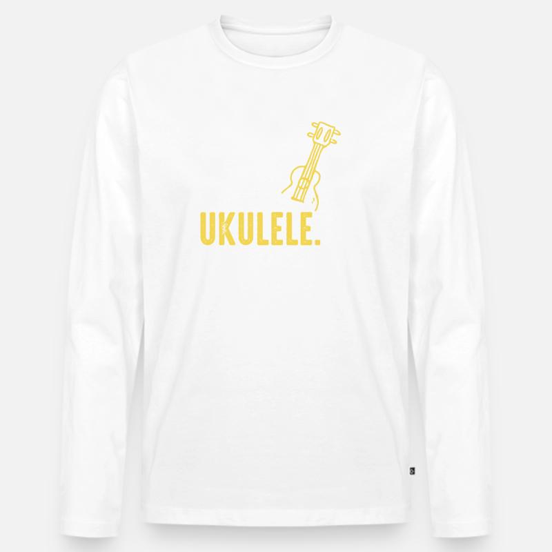 Ukulele Instrument - Männer Premium Bio Langarmshirt - Weiß