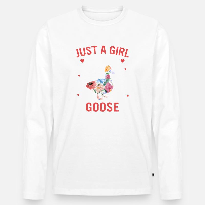 Gans Tier Vogel Gänse - Männer Premium Bio Langarmshirt - Weiß