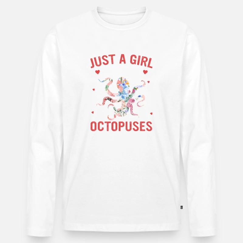 Octopus Kraken Cuttlefish Tier - Männer Premium Bio Langarmshirt - Weiß