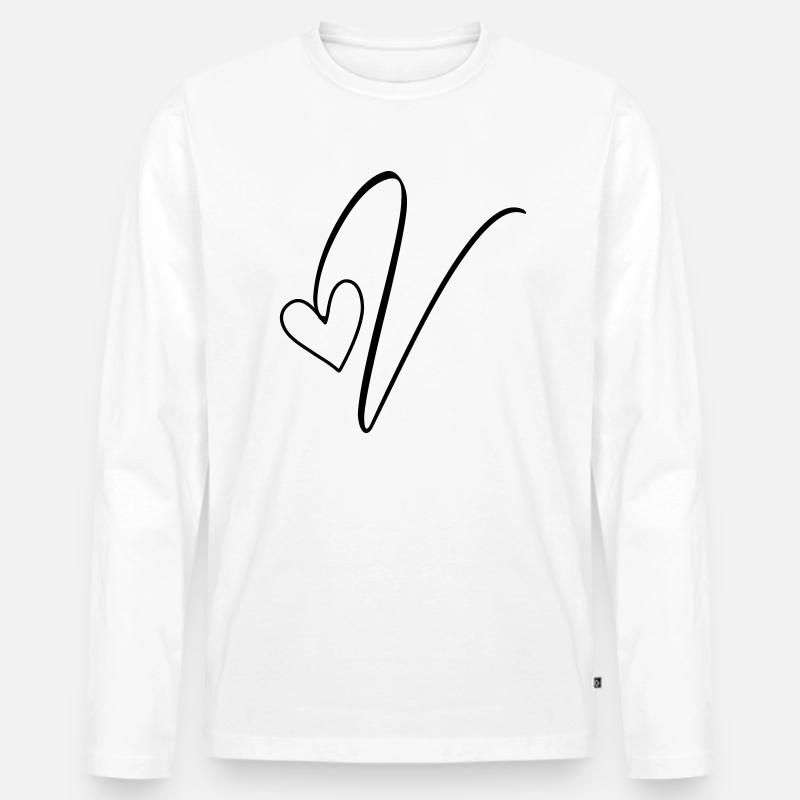 Buchstabe V Buchstabe-V Kalligrafie - Männer Premium Bio Langarmshirt - Weiß