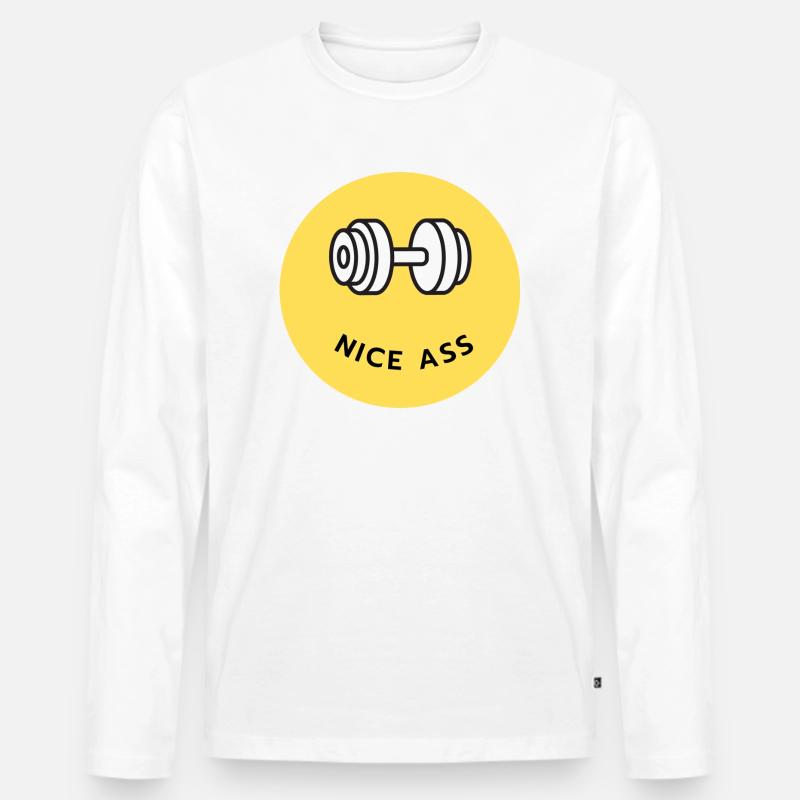 smilie - nice ass Workout - Männer Premium Bio Langarmshirt - Weiß