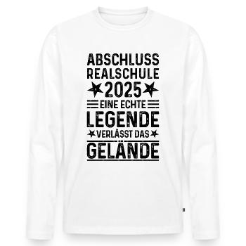 Realschule Abschluss 2025 Legende verlässt Gelände - Männer Premium Bio Langarmshirt - Weiß - Vorne - Nico (187cm)