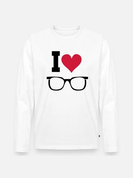Glasses Sunglasses Heart Statement Gift - Men's Premium Organic Long Sleeve Shirt - white