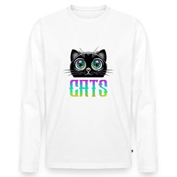 Men are temporary. Cats are Forever! - Men's Premium Organic Long Sleeve Shirt - white - Front - Nico (187cm)