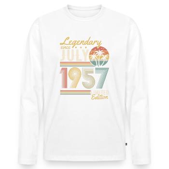Millésime juillet 1957 Rétro vintage anniversaire - T-shirt manches longues Premium bio Homme - blanc - Devant - Nico (187cm)