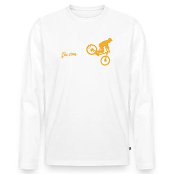 Bis zum Ende Gelände - MTB Stoppie witzig lustig - Männer Premium Bio Langarmshirt - Weiß - Vorne - Nico (187cm)