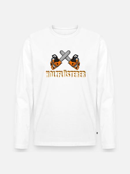 Sägen Motorsäge überkreuzt - Männer Premium Bio Langarmshirt - Weiß