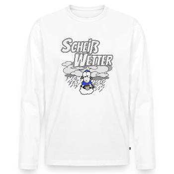 Schlechtes Wetter Sauwetter - Männer Premium Bio Langarmshirt - Weiß - Vorne - Nico (187cm)