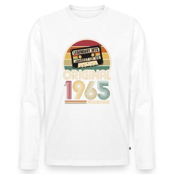 Millésime 1965 né d’origine anniversaire cadeau - T-shirt manches longues Premium bio Homme - blanc - Devant - Nico (187cm)