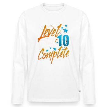 10th Birthday Level 10 Complete 10 Years Gamer - Men's Premium Organic Long Sleeve Shirt - white - Front - Nico (187cm)