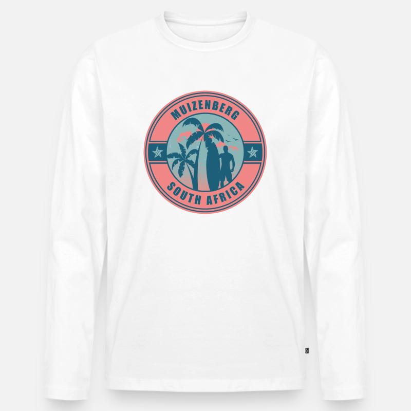 Muizenberg Südafrika Sommer Surf Design - Männer Premium Bio Langarmshirt - Weiß