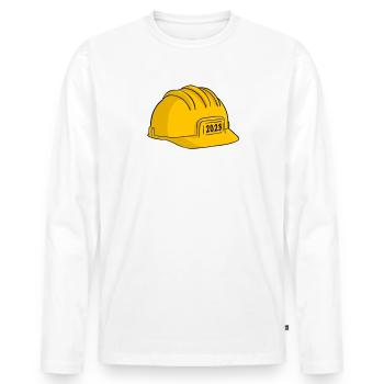 Bauherr 2023 Baustellen Helm Hausbau - Männer Premium Bio Langarmshirt - Weiß - Vorne - Nico (187cm)