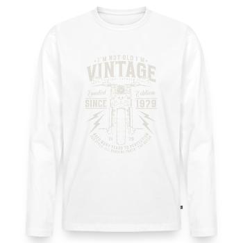 1979 Vintage Anniversaire Moto Vintage - T-shirt manches longues Premium bio Homme - blanc - Devant - Nico (187cm)