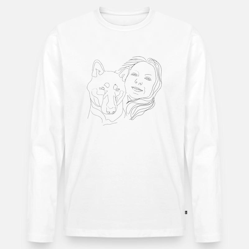 Hund Mann - Männer Premium Bio Langarmshirt - Weiß