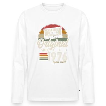 Original seit 1976 Vintage Retro Geburtstag - Männer Premium Bio Langarmshirt - Weiß - Vorne - Nico (187cm)