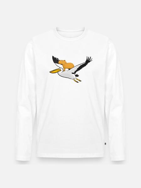 Capybara Pelikan - Männer Premium Bio Langarmshirt -