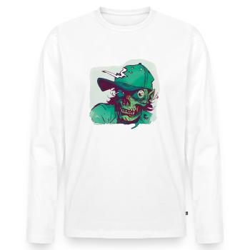 Zombie mit Hut - Männer Premium Bio Langarmshirt - Weiß - Vorne - Nico (187cm)