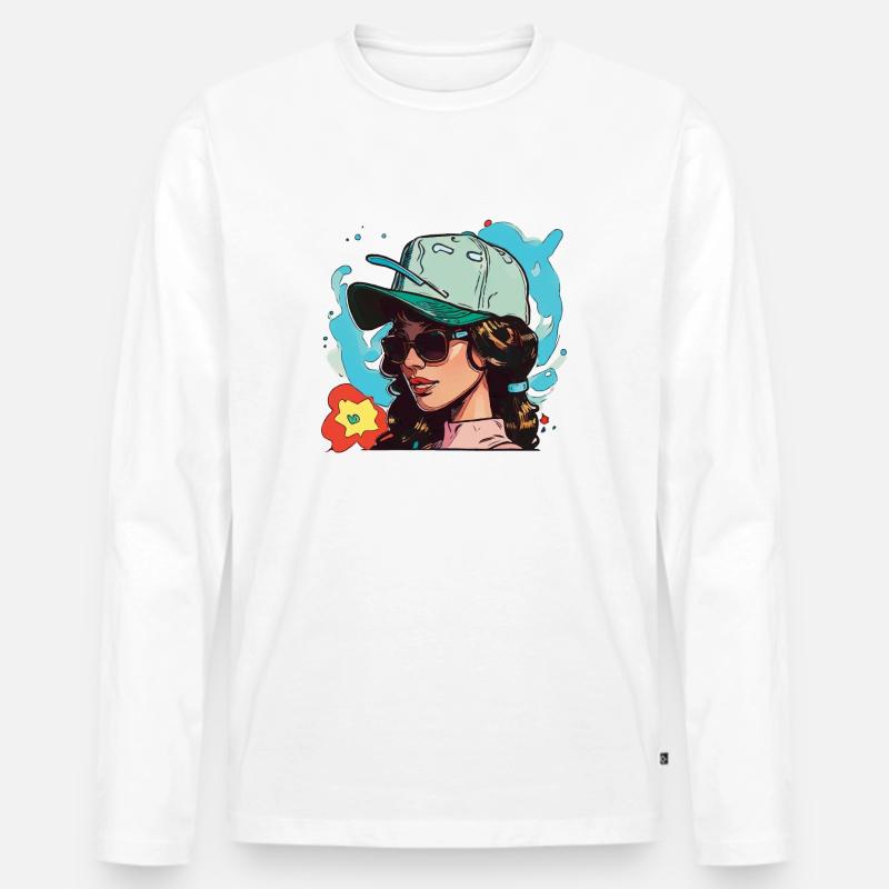 Pyro-Mädchen - Männer Premium Bio Langarmshirt - Weiß