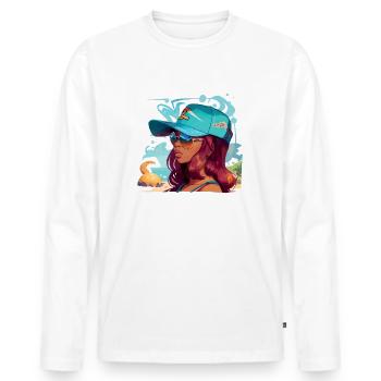 Frau mit roten Haaren - Männer Premium Bio Langarmshirt - Weiß - Vorne - Nico (187cm)