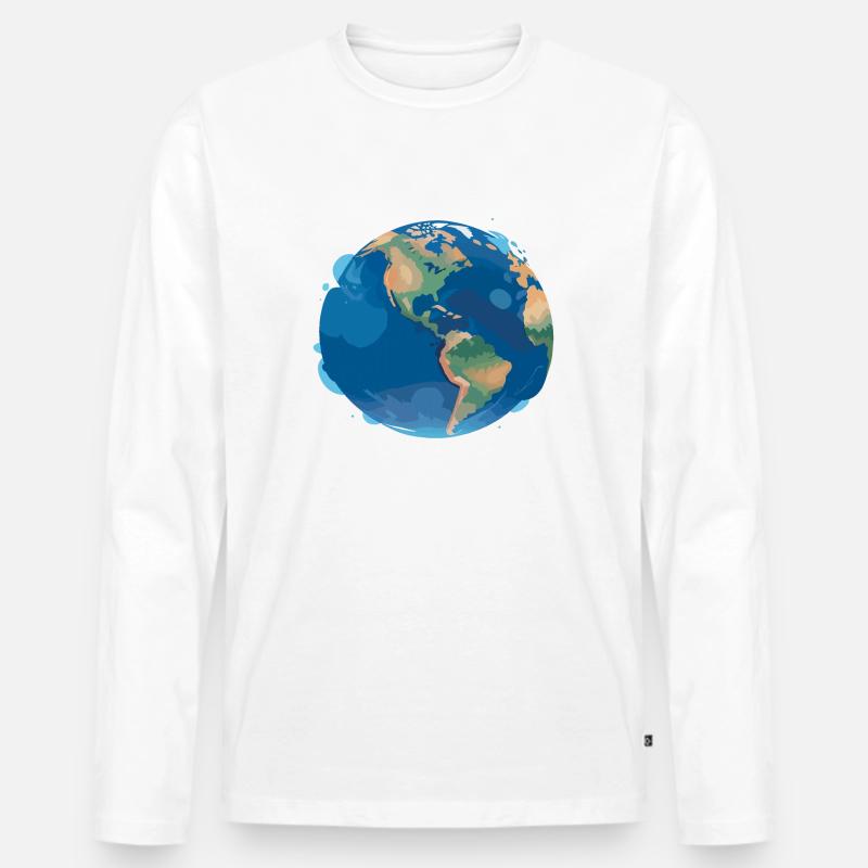 Erde - Männer Premium Bio Langarmshirt - Weiß