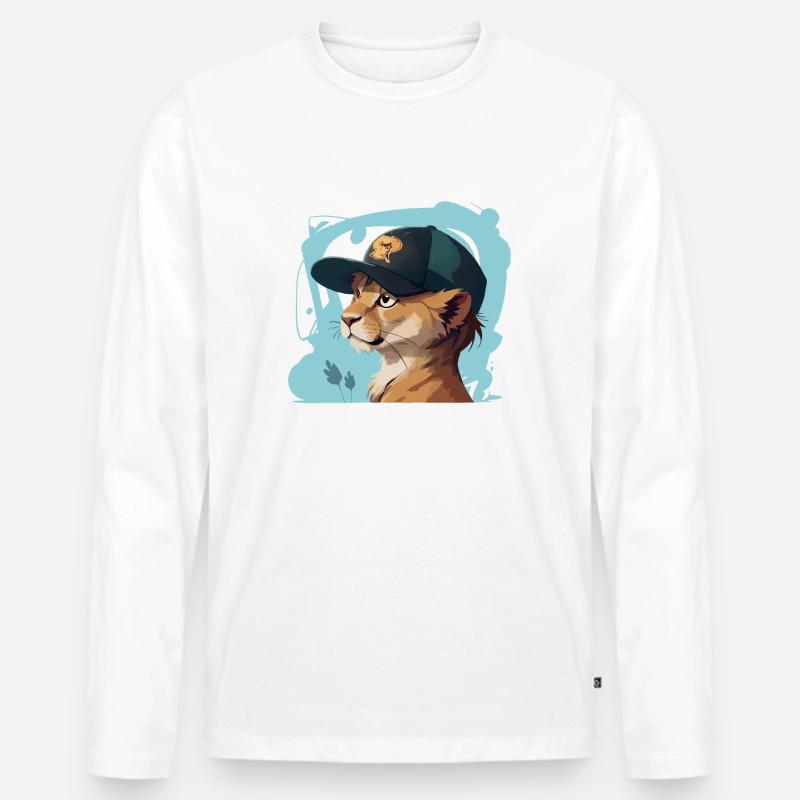 Cooler Löwe - Männer Premium Bio Langarmshirt - Weiß