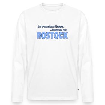Therapie Rostock - Männer Premium Bio Langarmshirt - Weiß - Vorne - Nico (187cm)