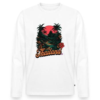 Tenue Thaïlande pour hommes et femmes Vacances en Thaïlande - T-shirt manches longues Premium bio Homme - blanc - Devant - Nico (187cm)